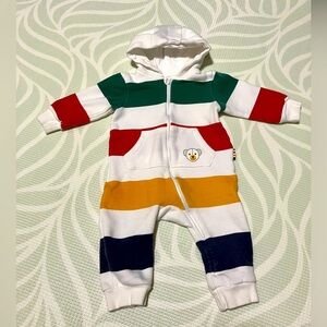 HBC Stripes Hooded Multistripe Romper 6-12 month